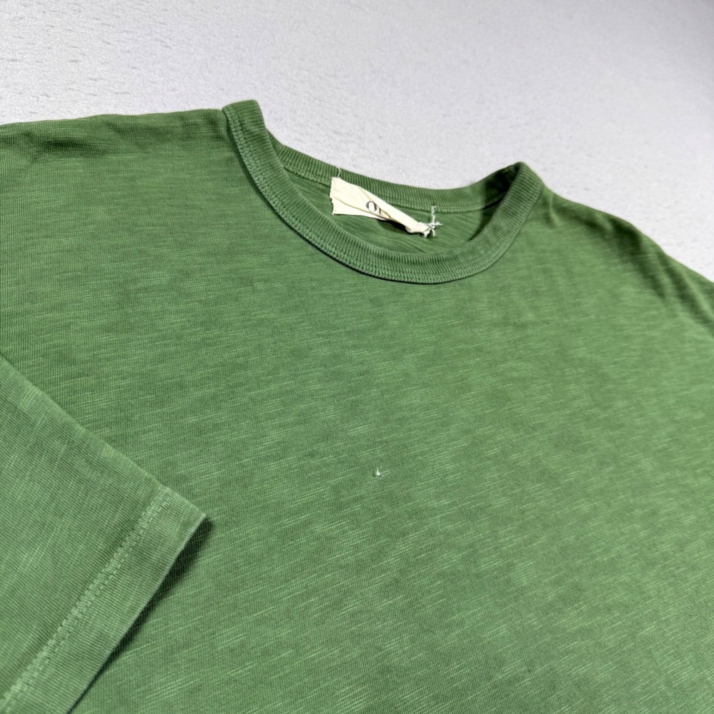 OFY Mens Olive Green Slub Cotton Crew Neck Short Sleeve T-Shirt